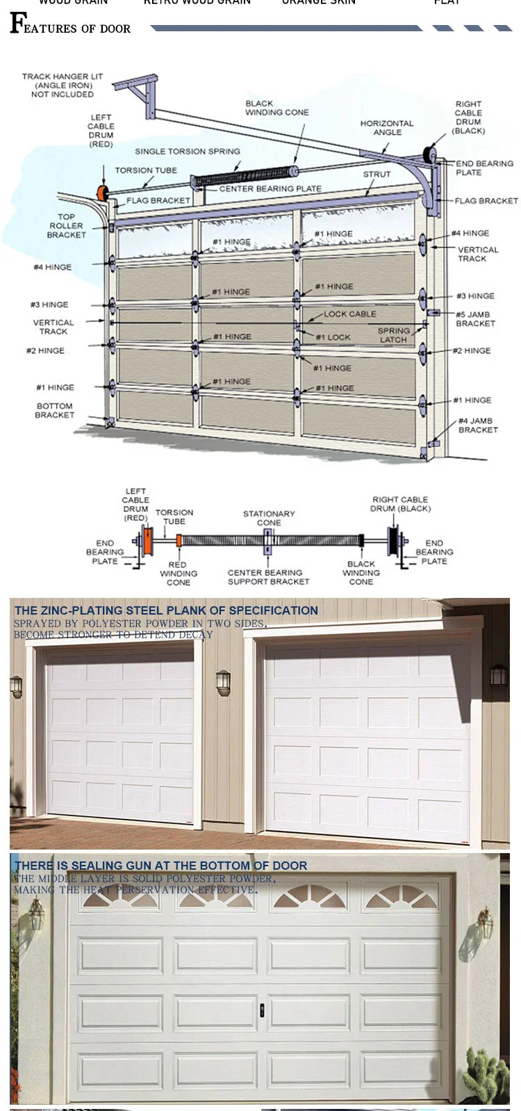 Isluated Steel Commercial Roll up 9 X 7 Sectional Overhead Garage Doors